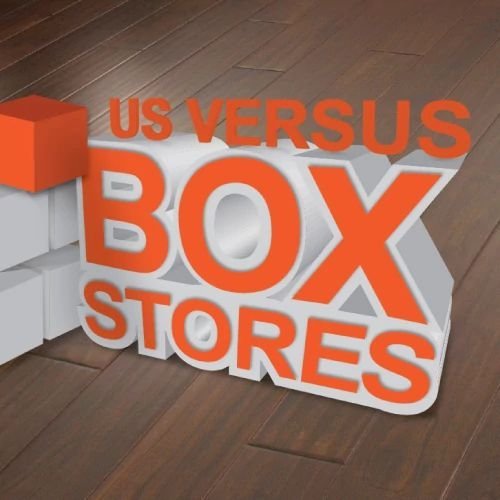 Us Vs Box Stores graphic from McMillen's Carpet Outlet in Clarion